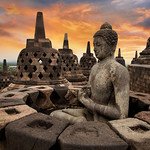 Buddha Sunrise in Borobudur, Magelang, Central Java, Indonesia